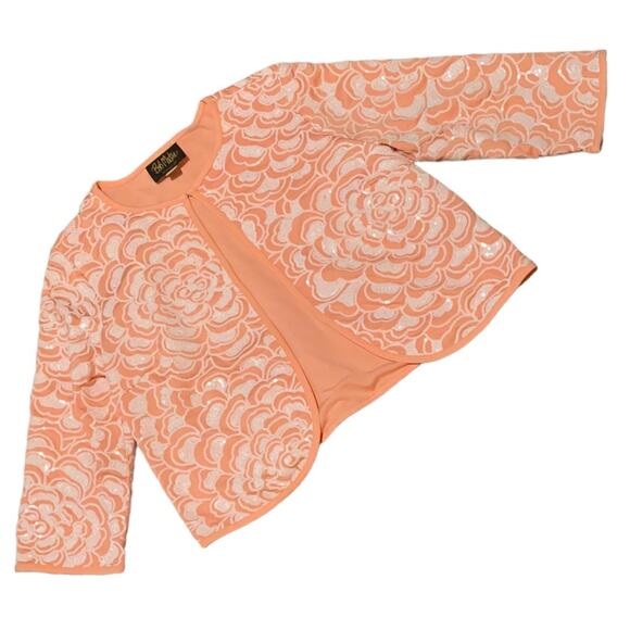 Bob Mackie wearable art peach sequined cardigan woman’s size small - Picture 1 of 8